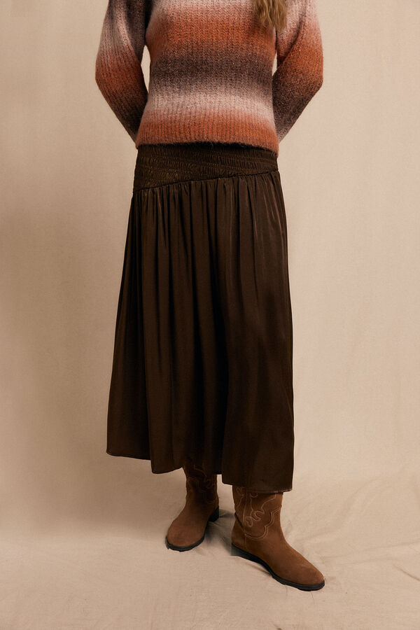 Slowlove Falda midi satinada Brown