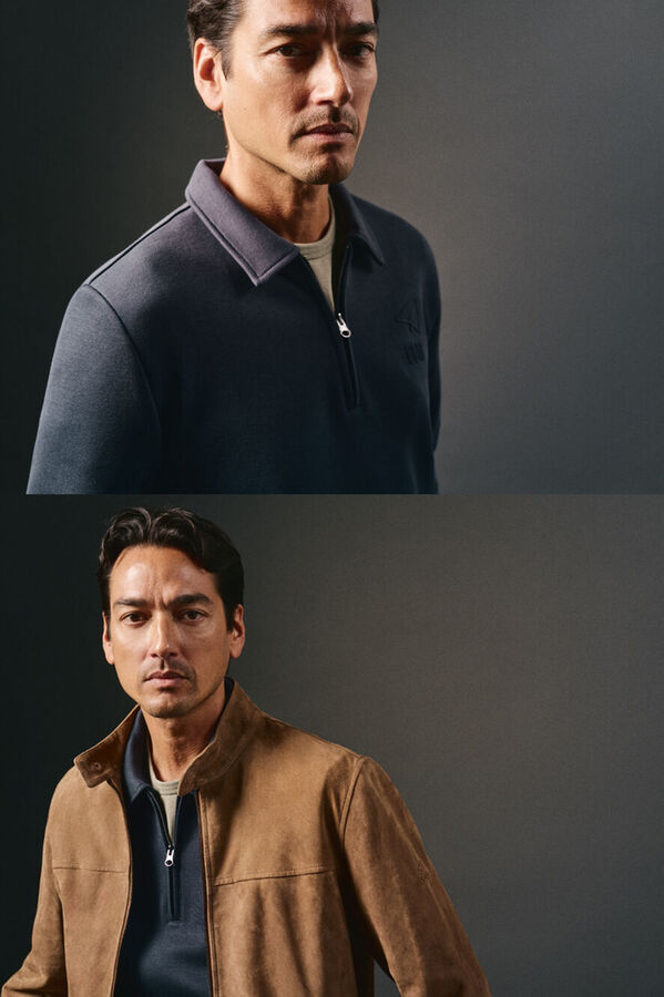 OOTO Sweatshirt com gola e fecho-&eacute;clair Azul