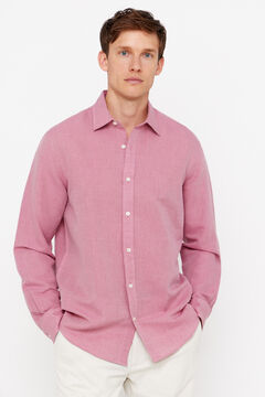 Cortefiel Camisa lino algodón liso Rosa