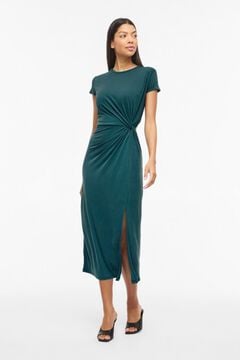 Vila Vestido midi de manga curta em modal