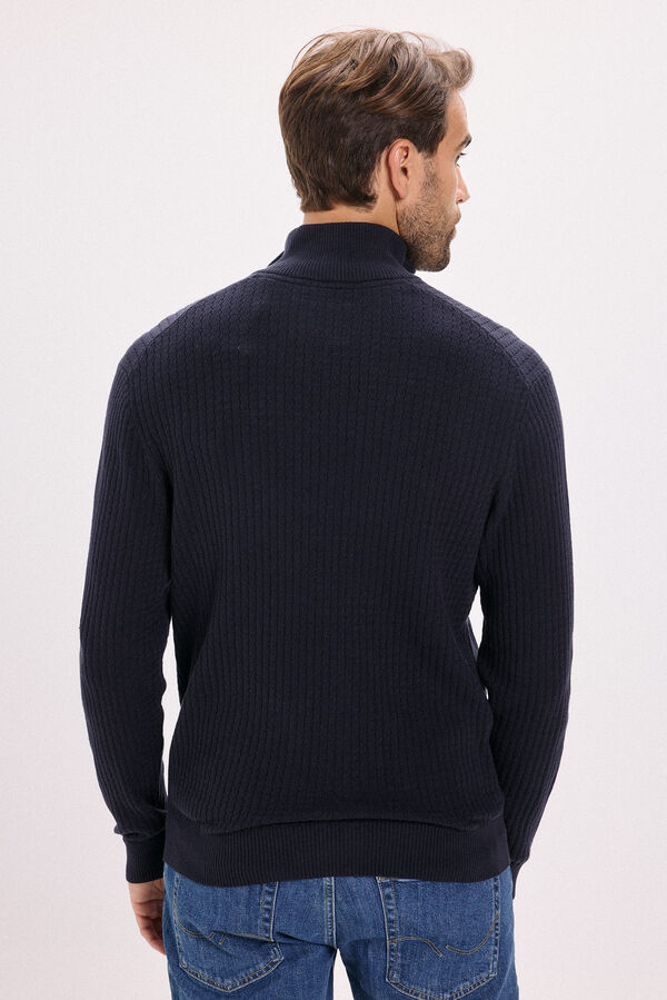 Jack & Jones Camisola de malha com gola com fecho-&eacute;clair Azul