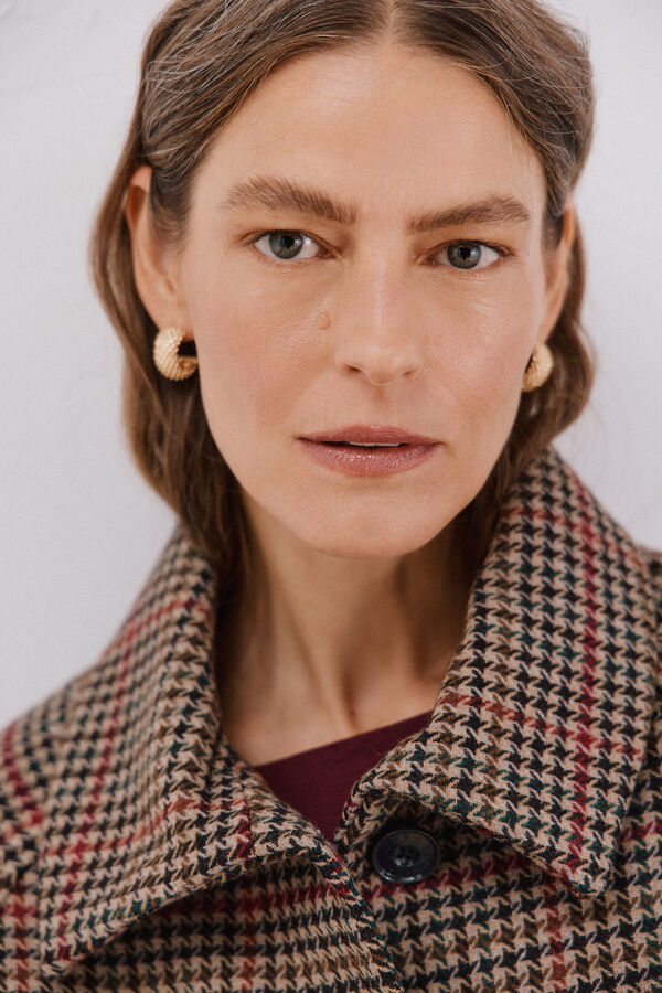 Cortefiel Short fabric coat Brown