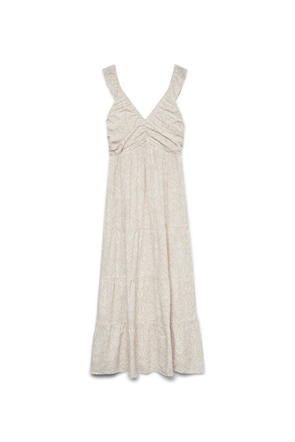 Vero Moda Vestido midi de algod&oacute;n Beige
