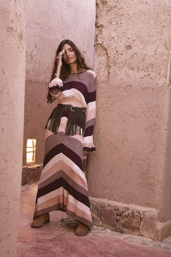 Slowlove Cinto de cintura alta com efeito pele Castanho