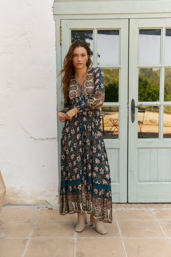 Jaase Vestido largo Sabrina estampado monarch Blue
