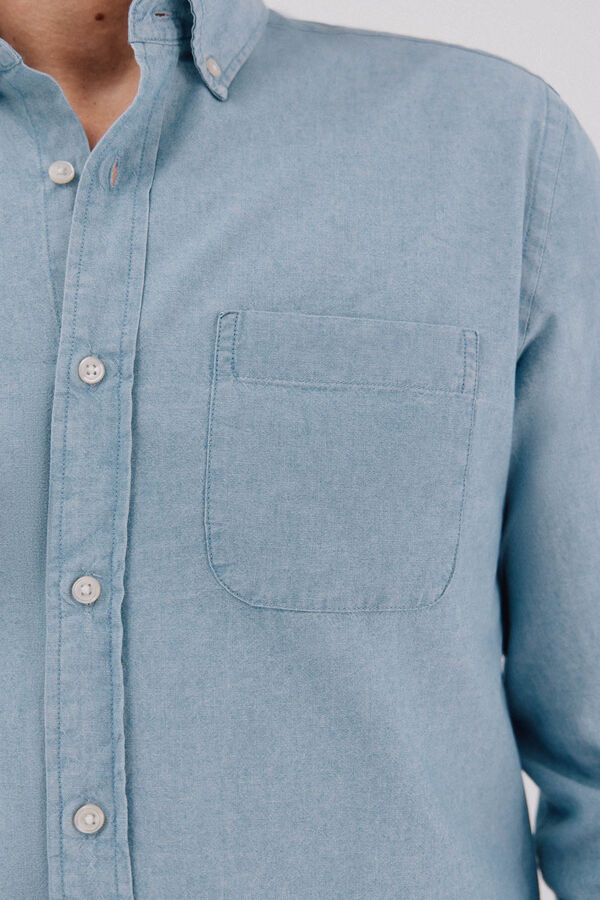 Cortefiel Camisa vaquera con bolsillo Blue