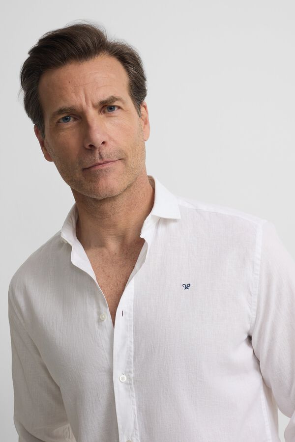 Silbon Camisa sport lino Blanco