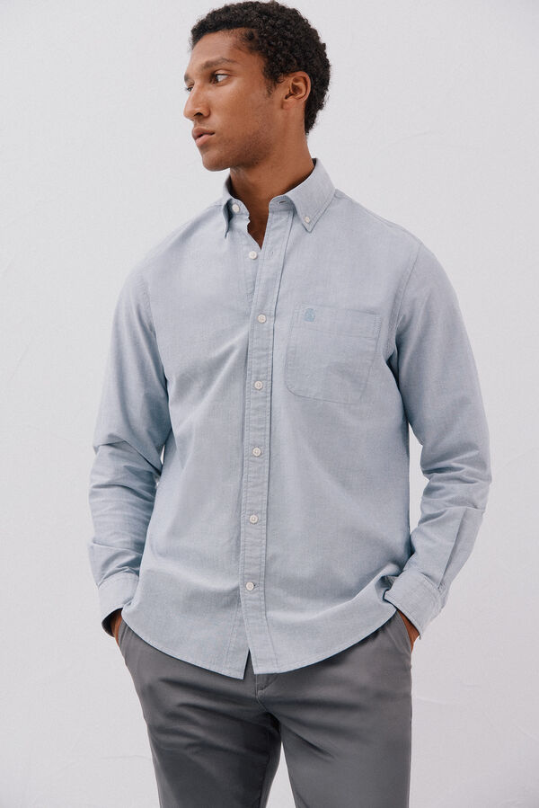 Cortefiel Plain oxford shirt Blue