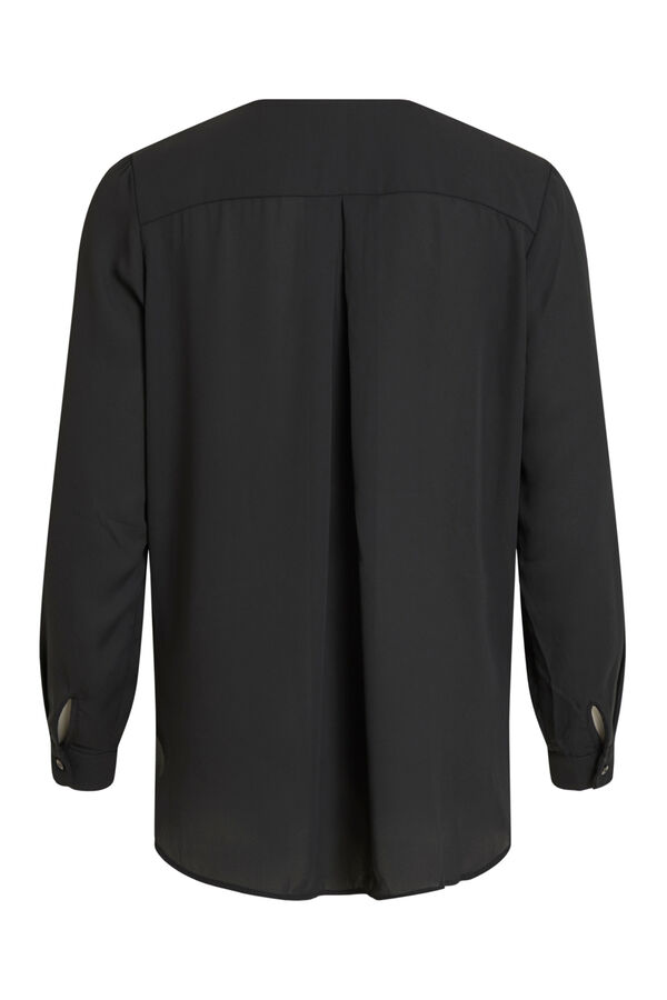 Vila Top de mujer de manga larga con escote en pico Negro