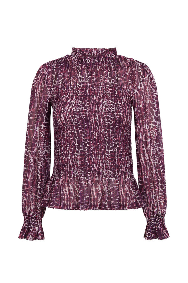 Slowlove Top de tule estampado franzido Multicolorido