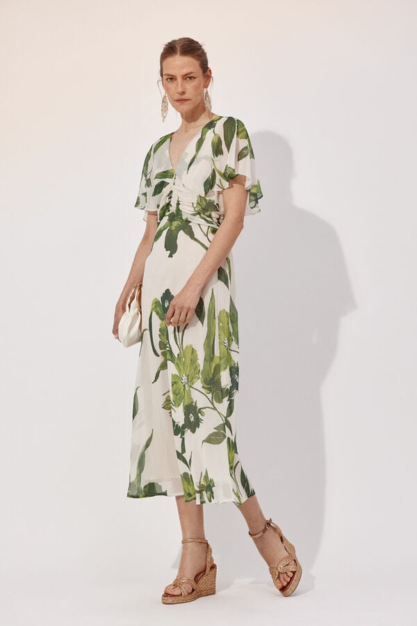 Cortefiel Fluid dress Printed white