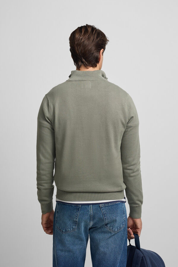 Silbon Jersey liso media cremallera Kaki