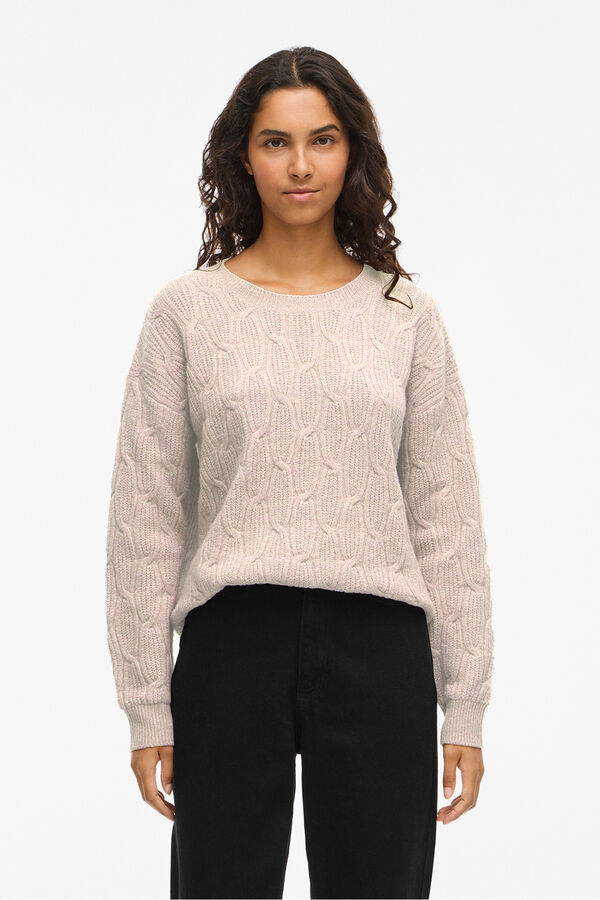 Vila Jersey de ochos con cuello redondo Marfil