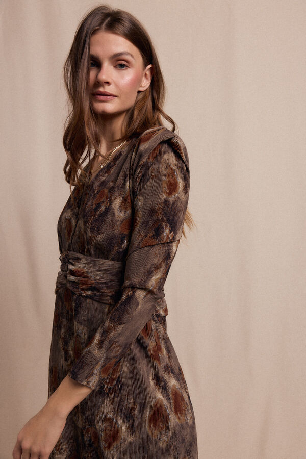 Slowlove Vestido textura elastico Castanho