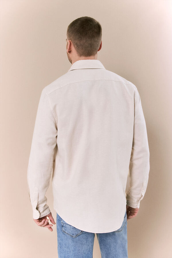 OOTO Camisa algod&oacute;n lino manga larga Beige