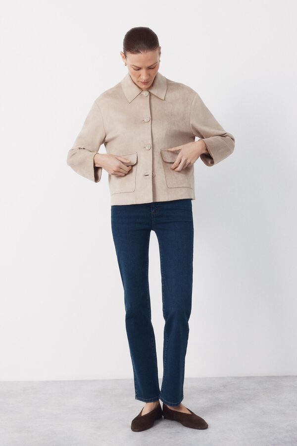 Cortefiel Chaqueta tejido efecto ante Marfil