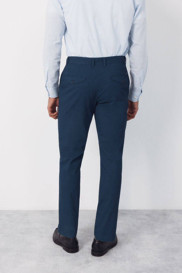 Cortefiel Pantal&oacute;n chino microprint regular Azul