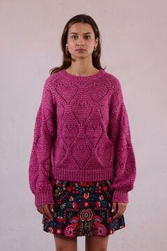 Molly Bracken Jersey de manga larga en punto calado con corazones