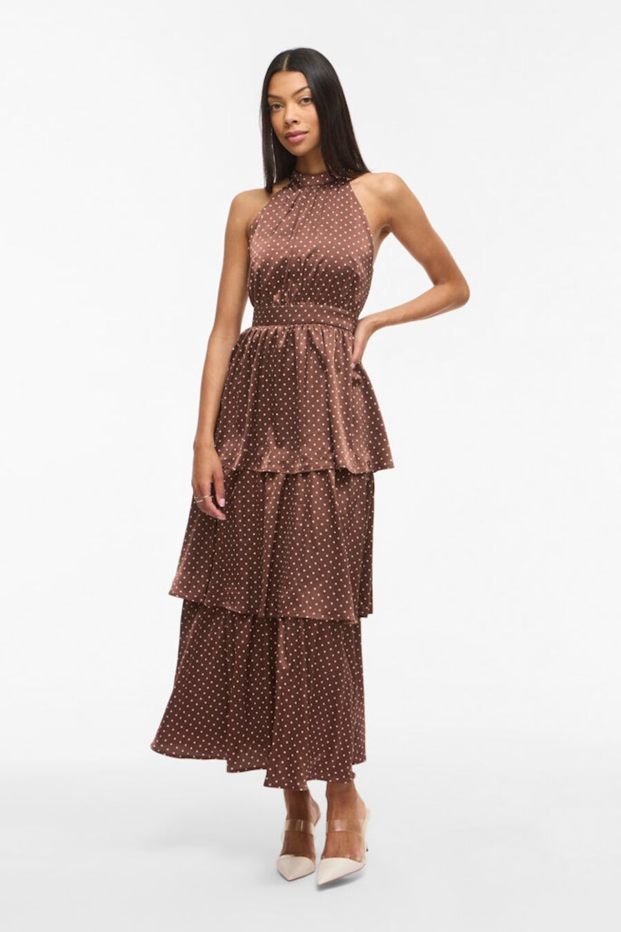 Vestido de fiesta largo de lunares