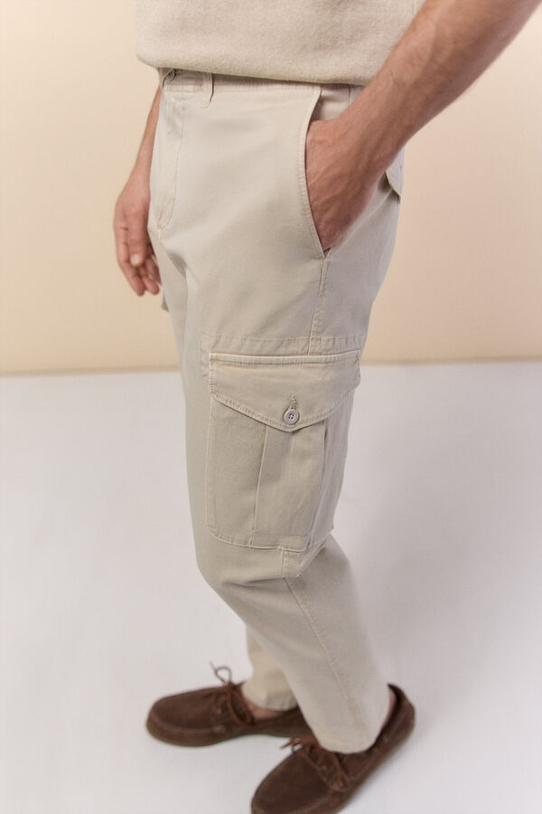 OOTO Slim fit cargo trousers Beige