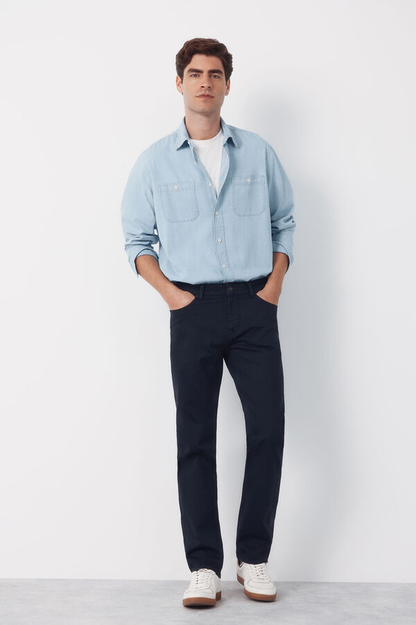 Cortefiel 5-pocket regular fit coloured trousers Navy