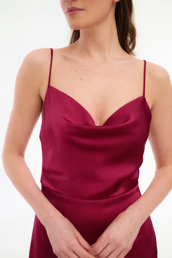 Vila Vestido midi satinado de fiesta Granate