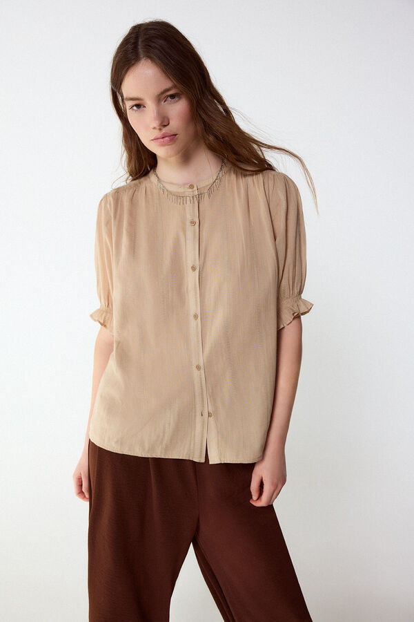 Slowlove Blusa dobby fluida Castanho