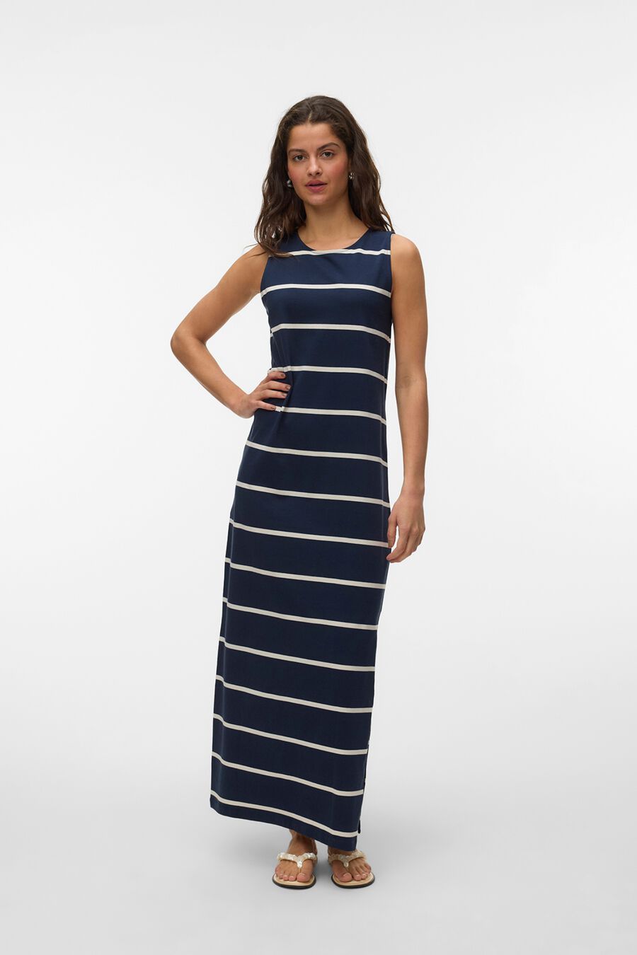 Vestido midi escote redondo