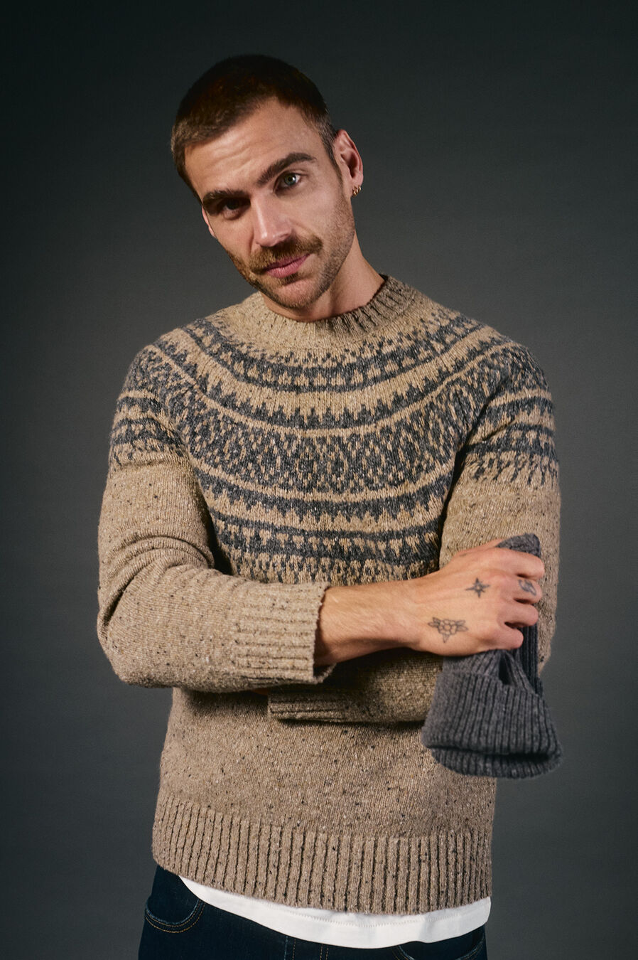 Jersey navideño jacquard cuello caja