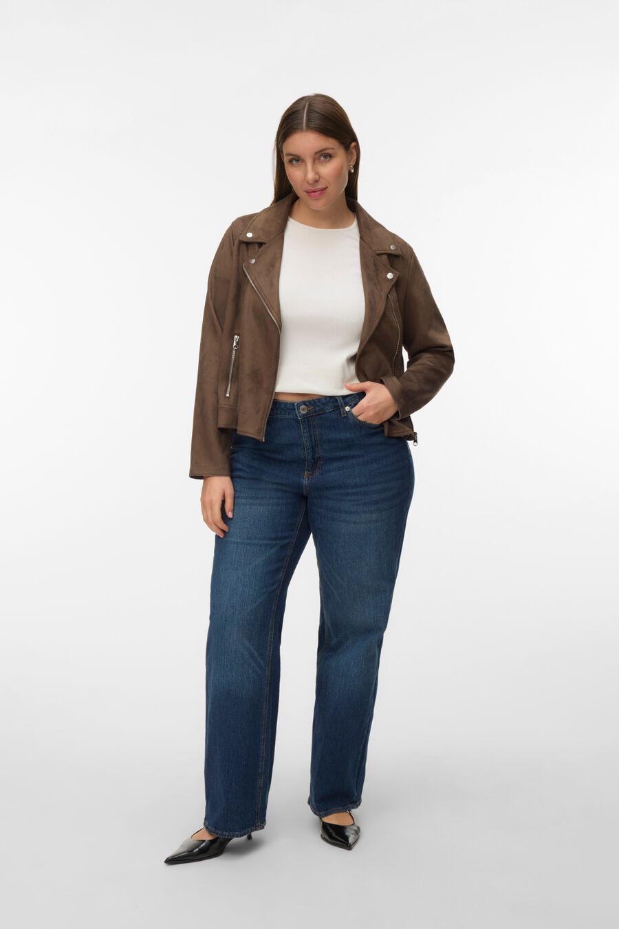 Cazadora efecto piel talla grande