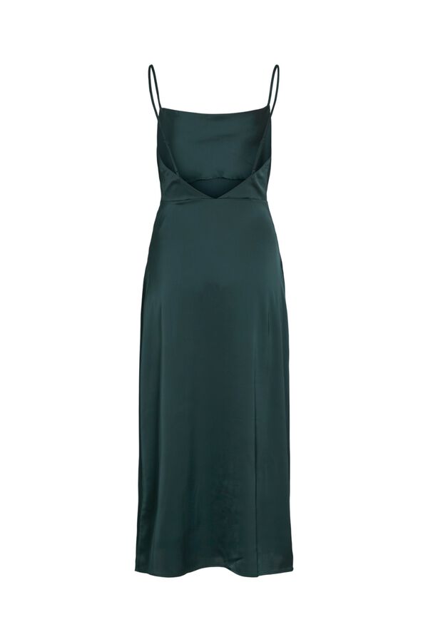 Vila Satin-finish party midi dress Dark green