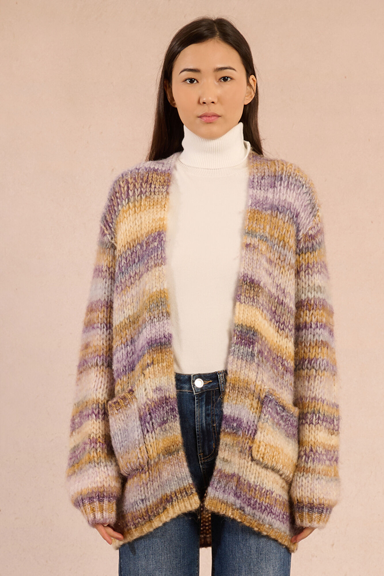 Molly Bracken C&aacute;rdigan de mujer de manga larga estampado rayas