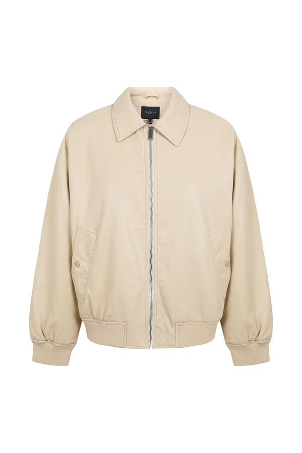 Cortefiel Chaqueta bomber efecto piel Amarillo