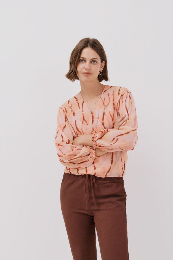 Cortefiel Blusa escote pico Multicolor