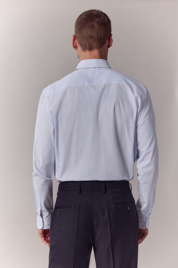 OOTO Camisa rayas popel&iacute;n manga larga Azul