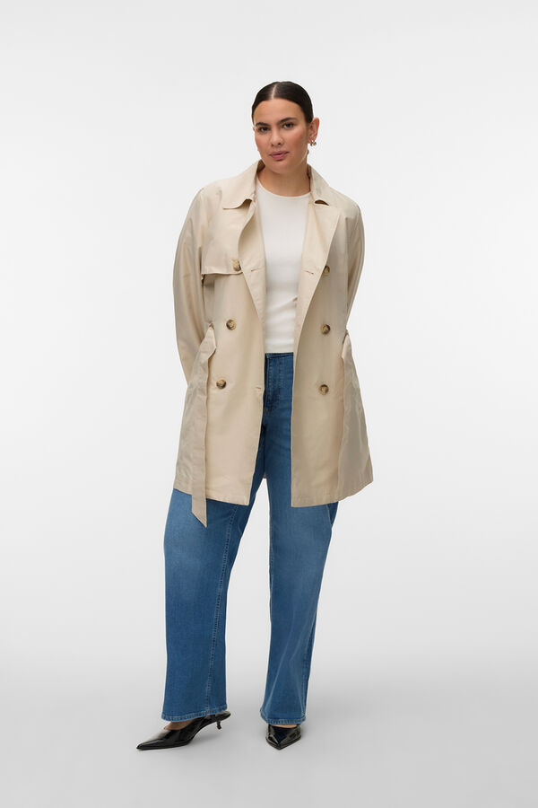 Vero Moda Curve Gabardina corta talla grande Beige