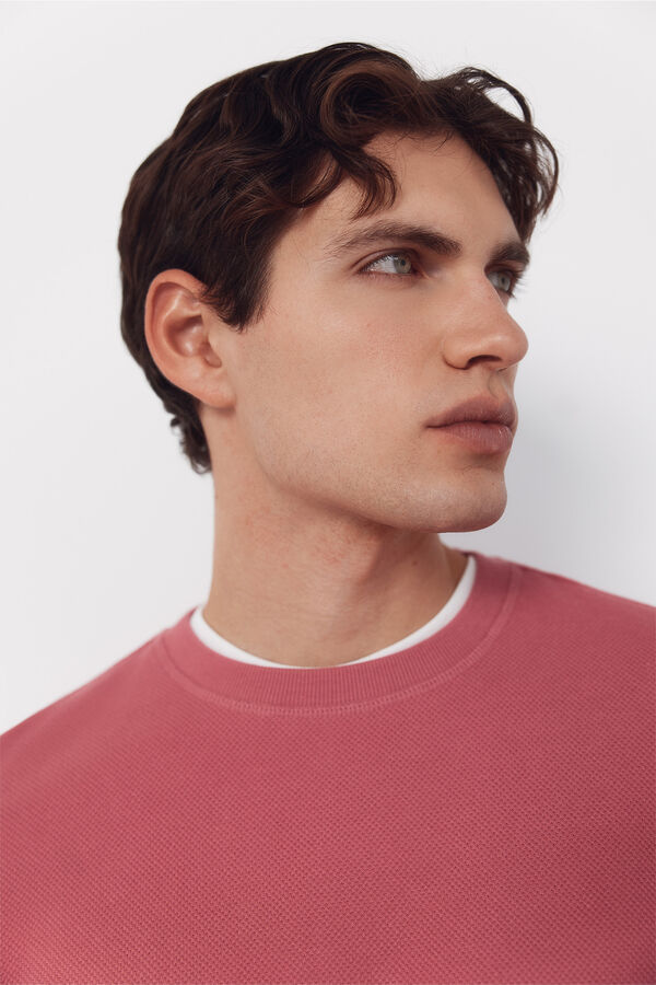 Cortefiel Sudadera estructura cuello caja Rosa