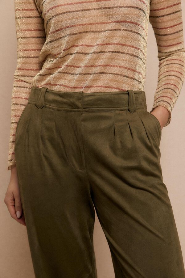 Slowlove Suede pleated trousers Green