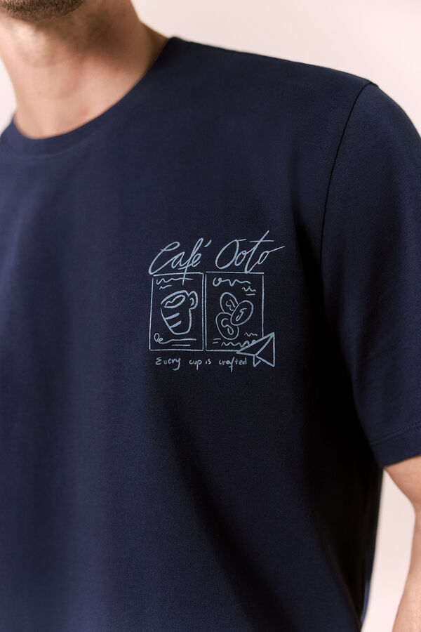 OOTO Camiseta gr&aacute;fica lavada Azul