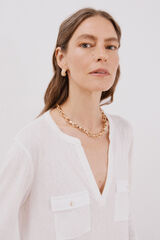 Cortefiel Camiseta cuello mao efecto lino Blanco