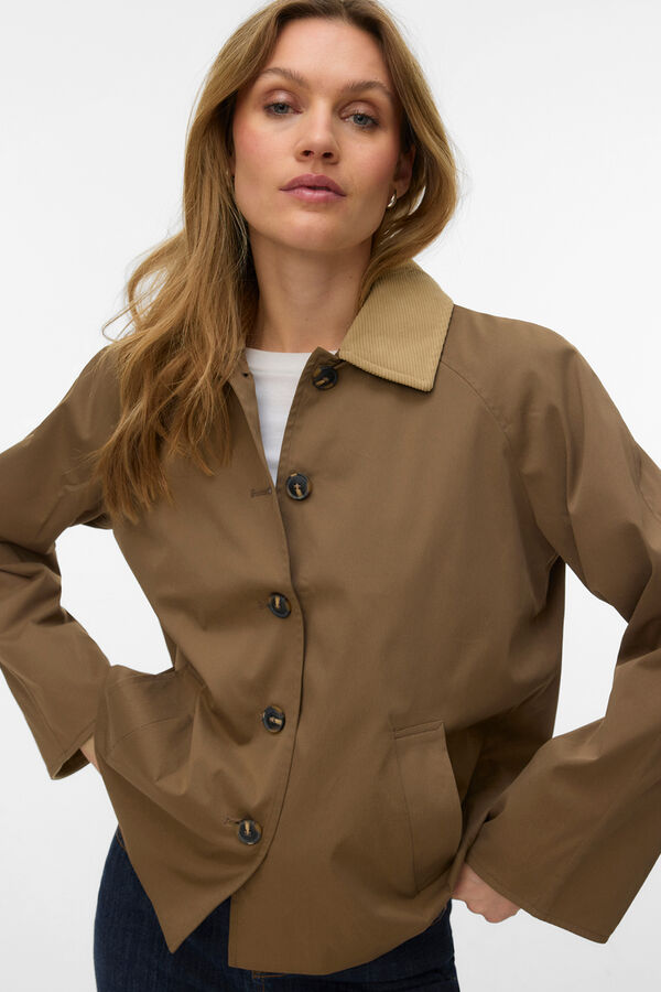 Vero Moda Chaqueta cuello de contraste Marr&oacute;n