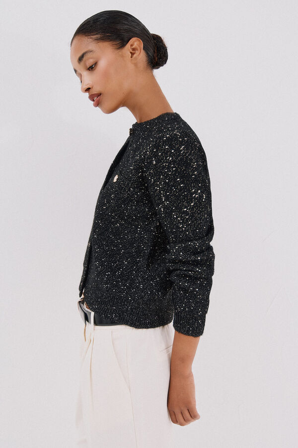 Cortefiel Lurex jacket with buttons Black