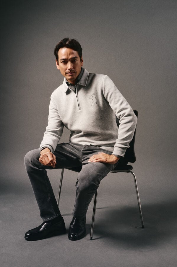 OOTO Sudadera cuello cremallera Gris