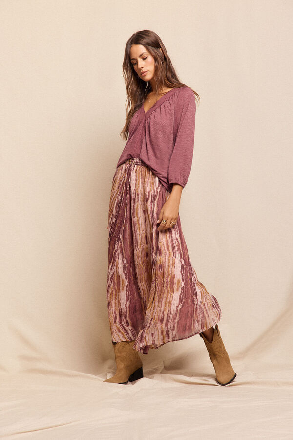 Slowlove Falda midi estampada Brown