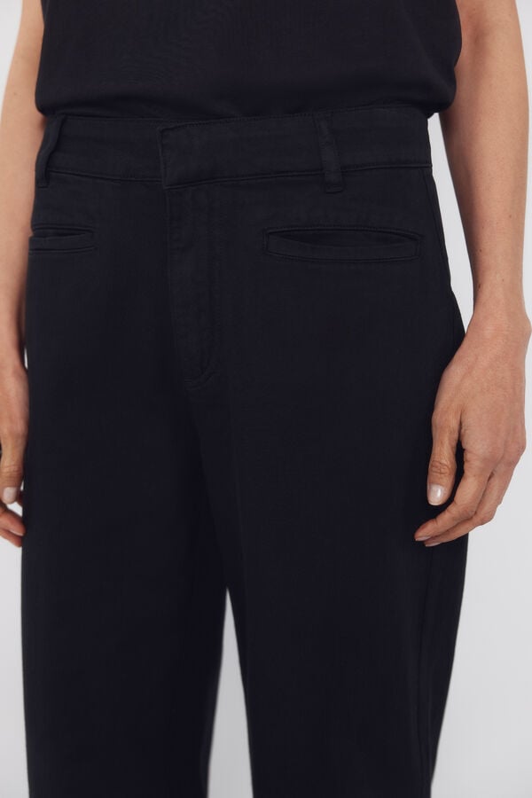 Cortefiel Pantalones Piping Negro