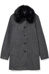 Vero Moda Curve Sobretudo de tecido com gola de pele tamanho grande Cinzento