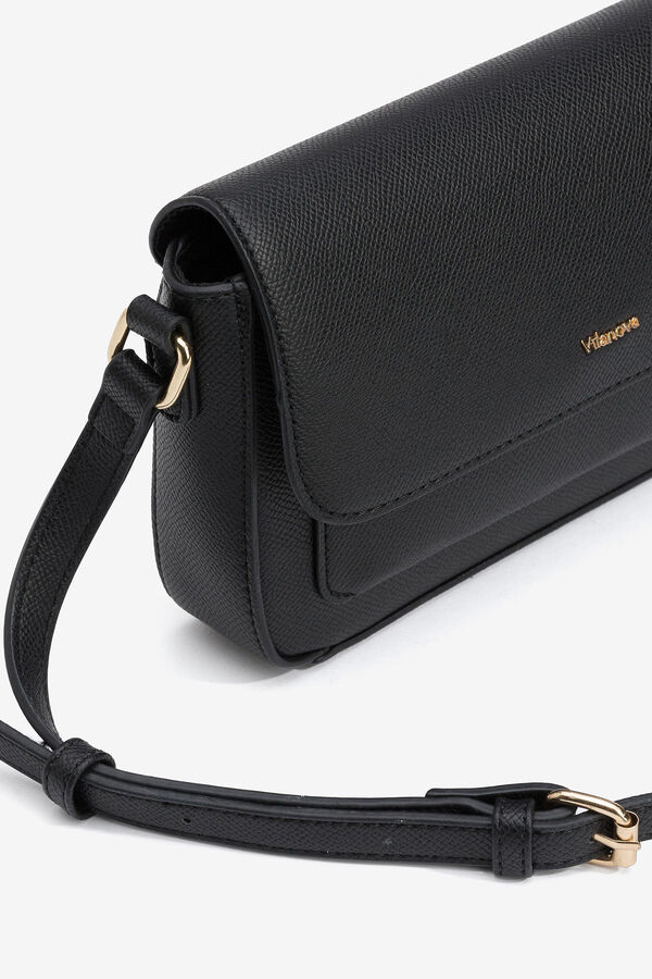 Vilanova Mala de tiracolo efeito pele com textura Preto