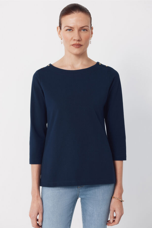Cortefiel T-shirt b&aacute;sica decote barco Azul