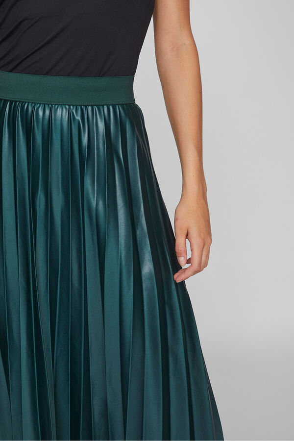Vila Pleated midi skirt Green