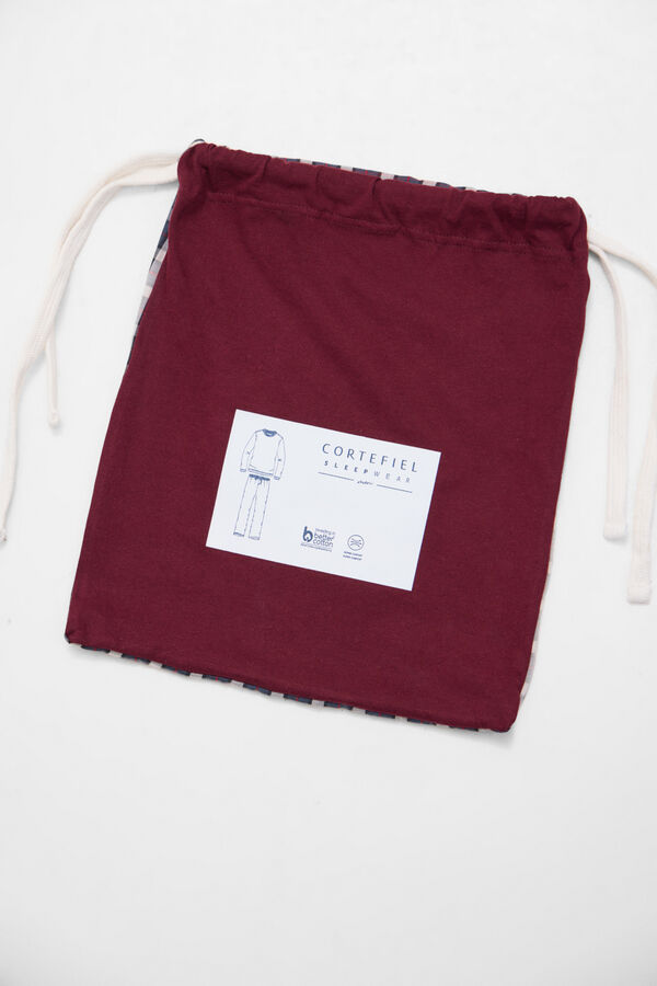 Cortefiel Jersey-knit and cloth pyjama set Maroon